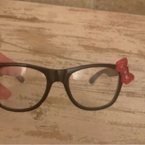 Stylish Black Glasses with Red Bow Accent